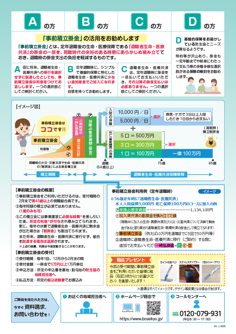 事前積立掛金チラシの裏